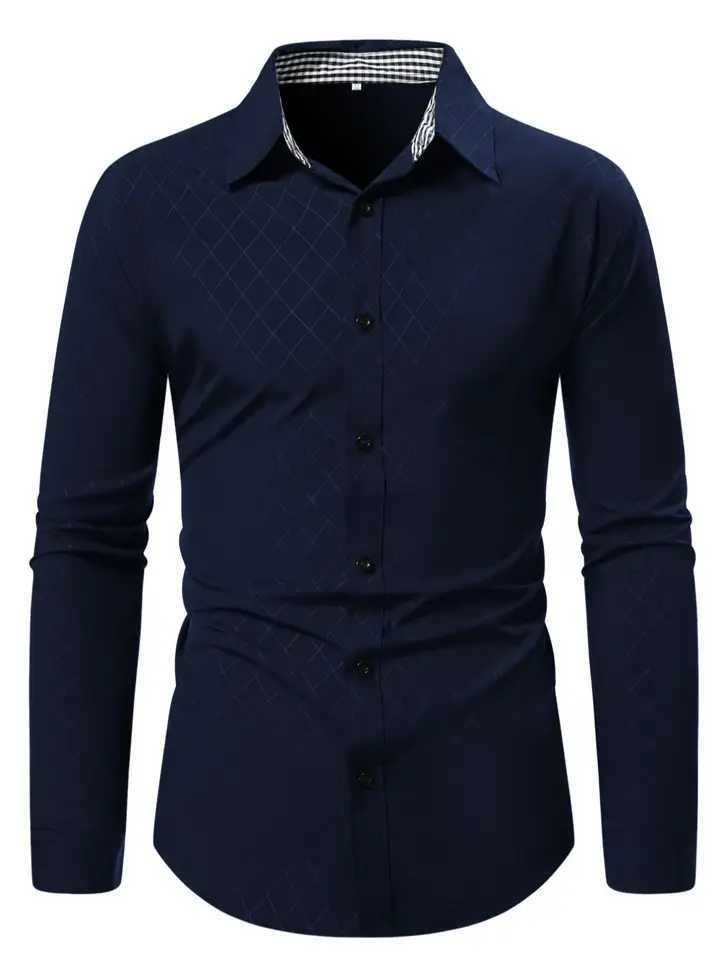 Classic Design Men's Formal Long Sleeve Plaid Shirt Men's Button Up Shirt For Business Formal Occasions Gift For Men Z260805