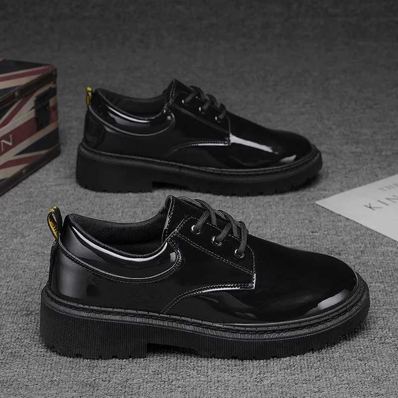 Designer 2024 Spring Autumn New Men's Dress Shoes Fashion Business Formal Bright Face Patent Leather Black Derby Shoes for Men H260805 - view 5
