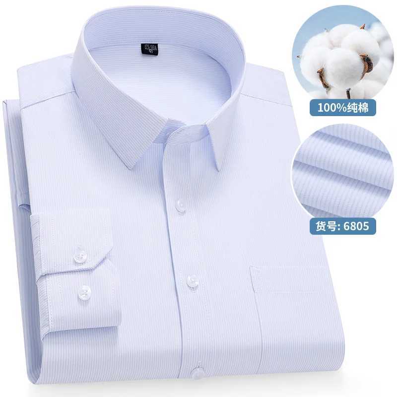 High Quality 100% Cotton Men's Shirts Long Sleeve Slim Fit Business Formal Striped Shirt Social Male Clothing Plus Size 8XL 7XL Z260805