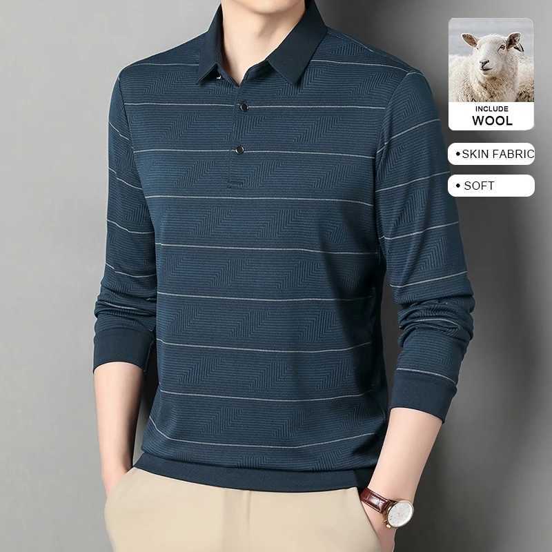Wool-blended Fabric Men's Polo Shirt Professional Long-sleeved Autumn Spring Business Casual Outfit Soft Material Well-Tailored Z260805