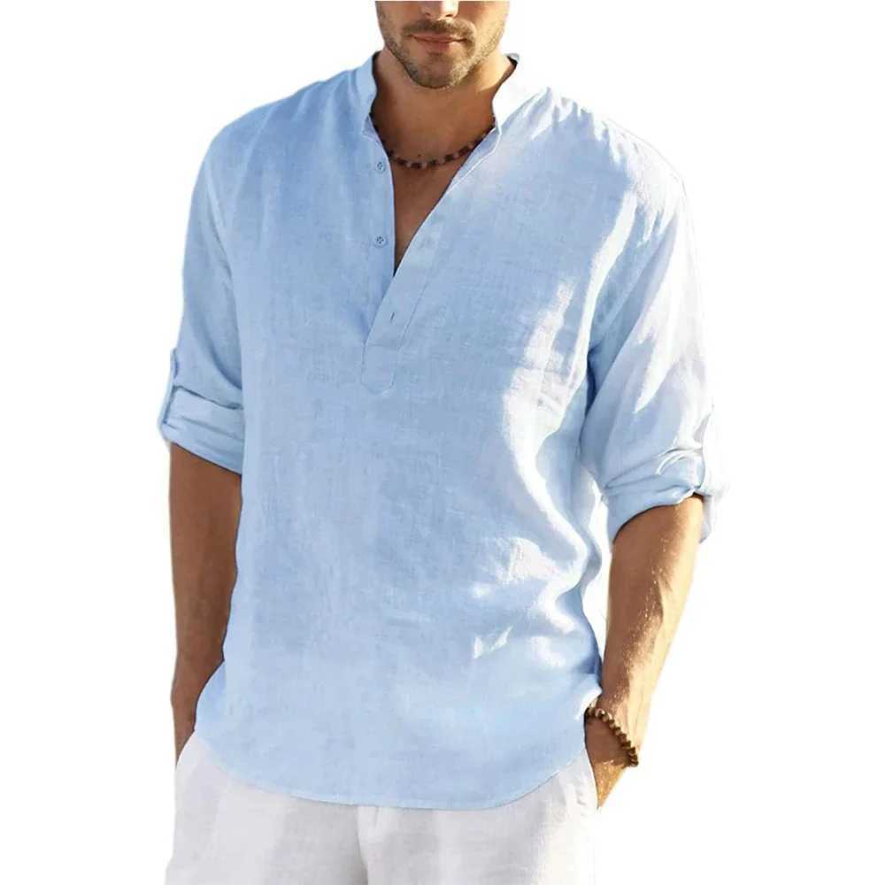 New Men's Casual Blouse Cotton Linen Shirt Loose Tops Long Sleeve Tee Shirt Spring Autumn Casual Handsome Men's Shirts Z260805 - view 4