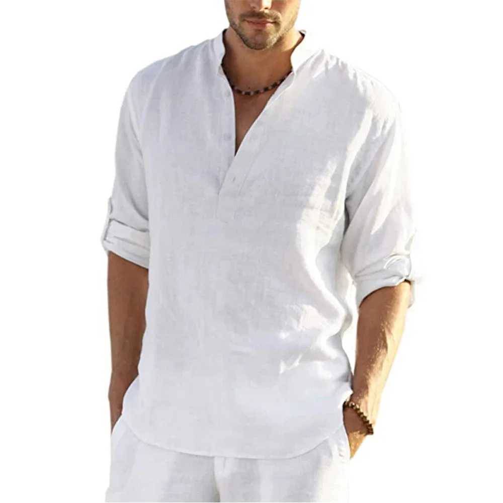 New Men's Casual Blouse Cotton Linen Shirt Loose Tops Long Sleeve Tee Shirt Spring Autumn Casual Handsome Men's Shirts Z260805 - view 3