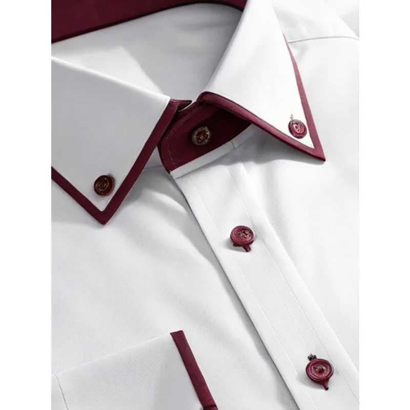 FGKKS New Men Casual White Shirt Fashion Men's Long Sleeve Four Season Elastic Male Business Shirts Z260805