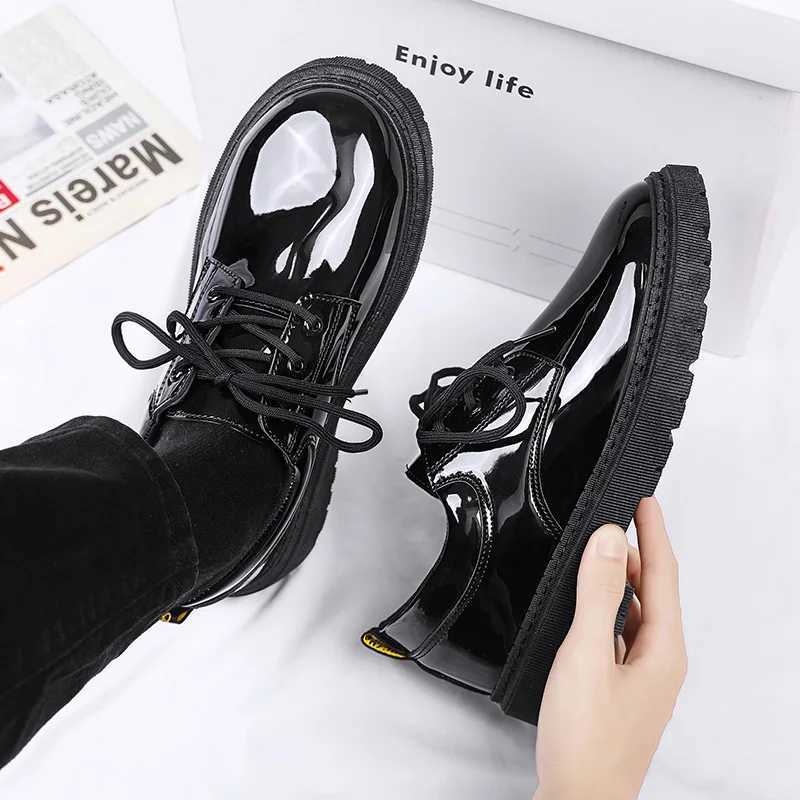 Designer 2024 Spring Autumn New Men's Dress Shoes Fashion Business Formal Bright Face Patent Leather Black Derby Shoes for Men H260805 - view 6