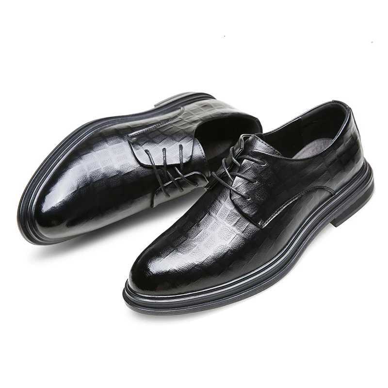 shoes cowhide fashionable casual Men's grid pattern business office men's formal shoes H260805 - view 7