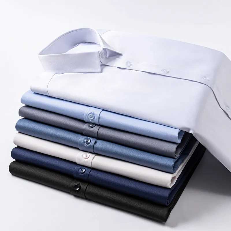 Men's long sleeved shirt with high elasticity no ironing wrinkle resistance business casual solid color formal shirt Size XS-5XL Z260805 - view 3
