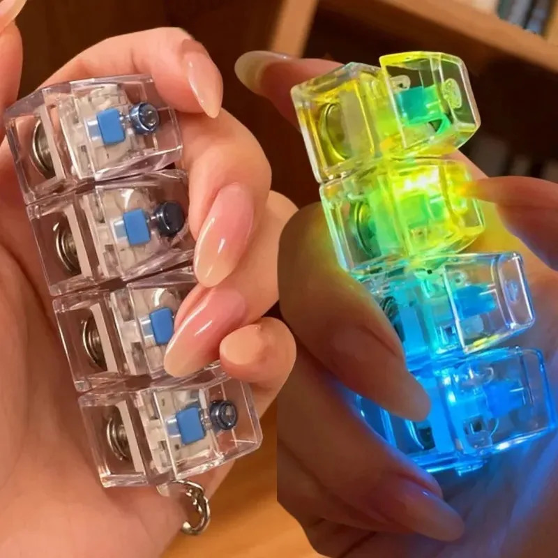 Light Up Keyboard Key Keychain Stress Relief Fidget Toy Clickable Button with LED Light 260805 - view 3