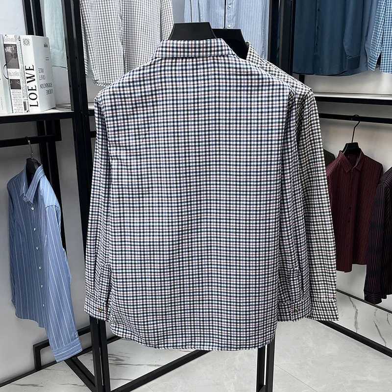 Men's Lapel Collar Plaid Shirt Long Sleeve Button Front Breathable Comfortable Fabric Casual Business Daily Wear Single Pocket Z260805