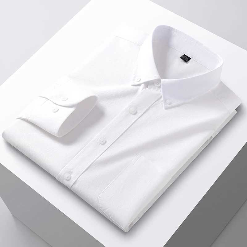 100% Cotton Men's Oxford Shirts Spring Autumn Long Sleeve Basic Casual Solid Striped Button Down Social Business Formal Plus 5XL Z260805