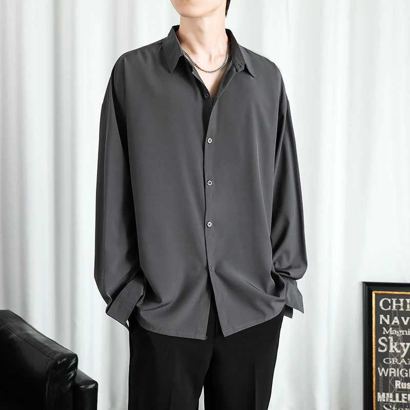 Shirt Men Solid Long sleeved Shirt For Men Korean Fashion Shirts Comfortable Blouses Casual Loose Classic Single Breasted Shirt Z260805