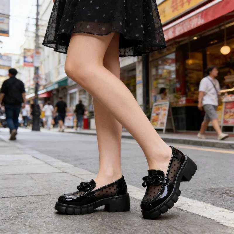 Breathable Women's Loafers | Cut-out Platform Chunky Sole Height Boost | Bow Design for Commute Slimming Effec H260805 - view 6
