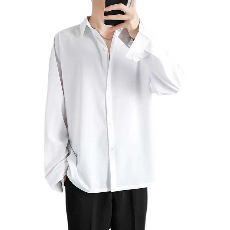 Shirt Men Solid Long sleeved Shirt For Men Korean Fashion Shirts Comfortable Blouses Casual Loose Classic Single Breasted Shirt Z260805