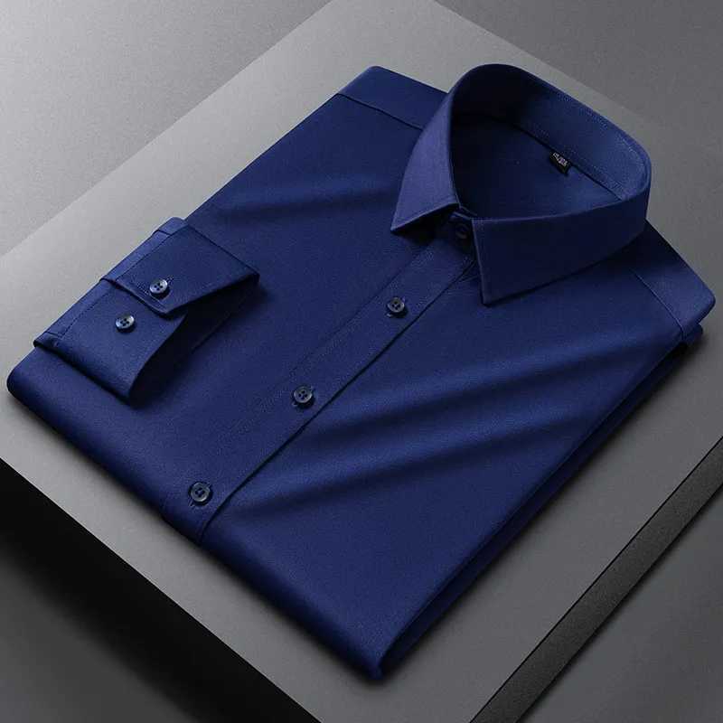 Men's long sleeved shirt with high elasticity no ironing wrinkle resistance business casual solid color formal shirt Size XS-5XL Z260805 - view 7