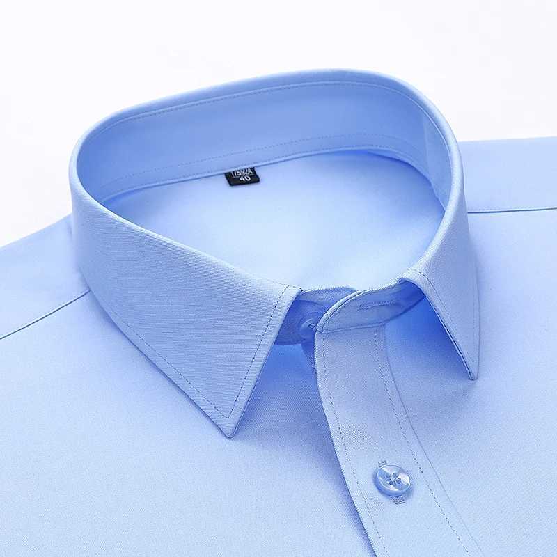 High Quality Bamboo Fiber Men's Short Sleeved Shirt For Summer Cool Breathable Fit No ironing Business Social Top S-6XL-7XL-8XL Z260805