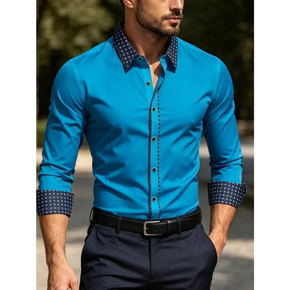 FGKKS Men Dress Shirt Brand New Fashion Luxury Long Sleeve Smart Casual Elastic Male Business Shirts Four Season Z260805