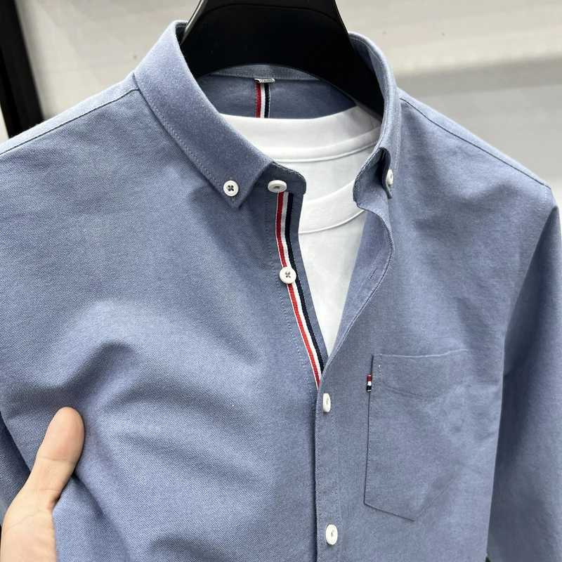 New 100% Cotton Men's Long Sleeved Shirt Designer Brand Spring Autumn Fashion Business Comfortable Breathable Top Men's Clothing Z260805