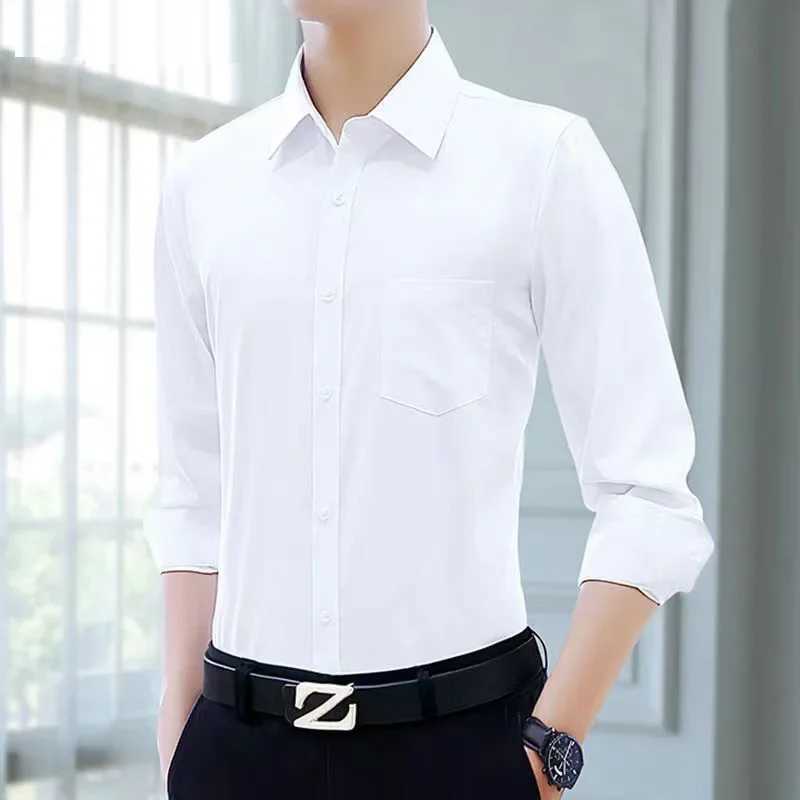 Business Shirt Men's Long Sleeved Professional Work Shirt Men's Suit Without Cotton Identification Photo White Shirt Non Ironing Z260805