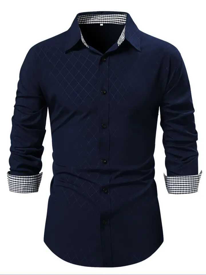Classic Design Men's Formal Long Sleeve Plaid Shirt Men's Button Up Shirt For Business Formal Occasions Gift For Men Z260805