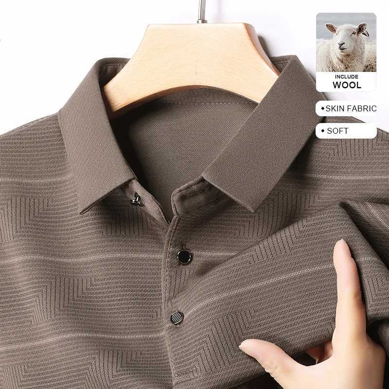 Wool-blended Fabric Men's Polo Shirt Professional Long-sleeved Autumn Spring Business Casual Outfit Soft Material Well-Tailored Z260805