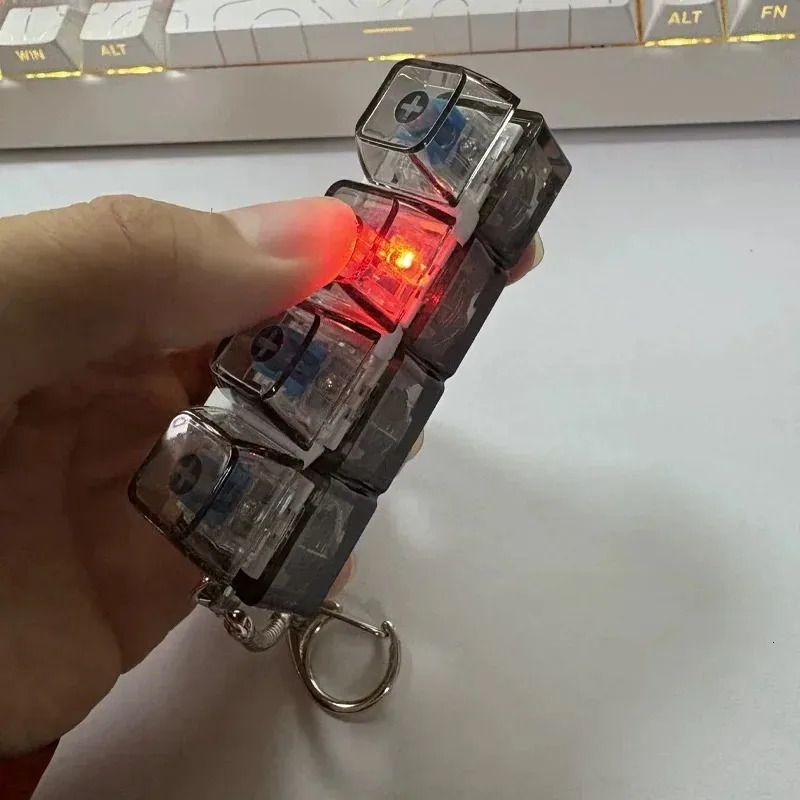 Light Up Keyboard Key Keychain Stress Relief Fidget Toy Clickable Button with LED Light 260805 - view 6