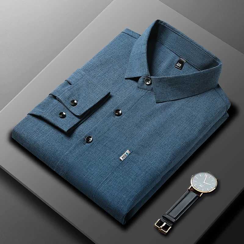 New Men's Business Casual Long Sleeved Printed Shirt with Wrinkle Resistance No Ironing Comfortable All Season Versatile Top Z260805