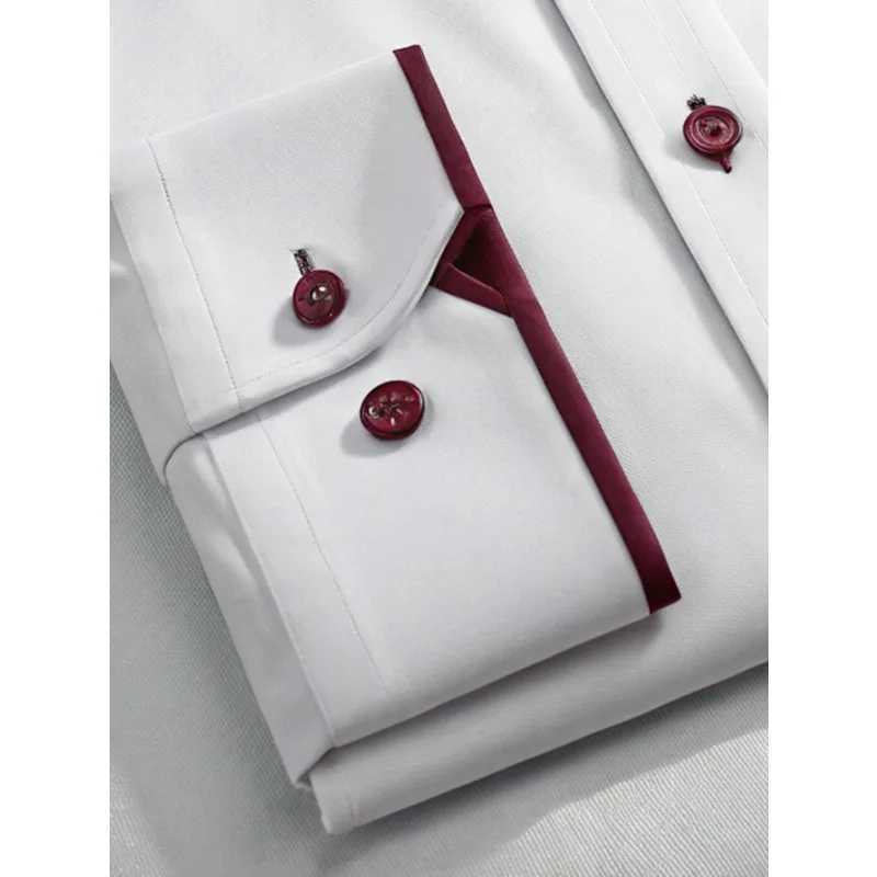 FGKKS New Men Casual White Shirt Fashion Men's Long Sleeve Four Season Elastic Male Business Shirts Z260805
