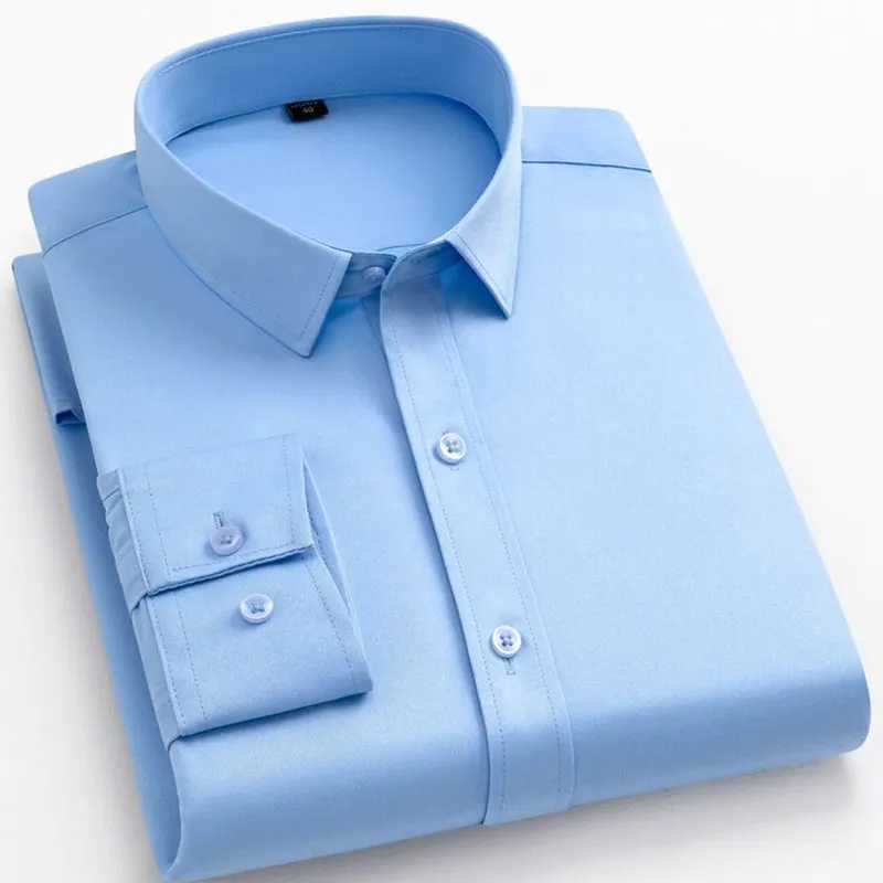 BAMBOOPLE Non-iron Office Shirts for Men Latest Anti-wrinkle Soft Business Without Pocket Smart Causal Purple Slim Fit AEchoice Z260805 - view 6