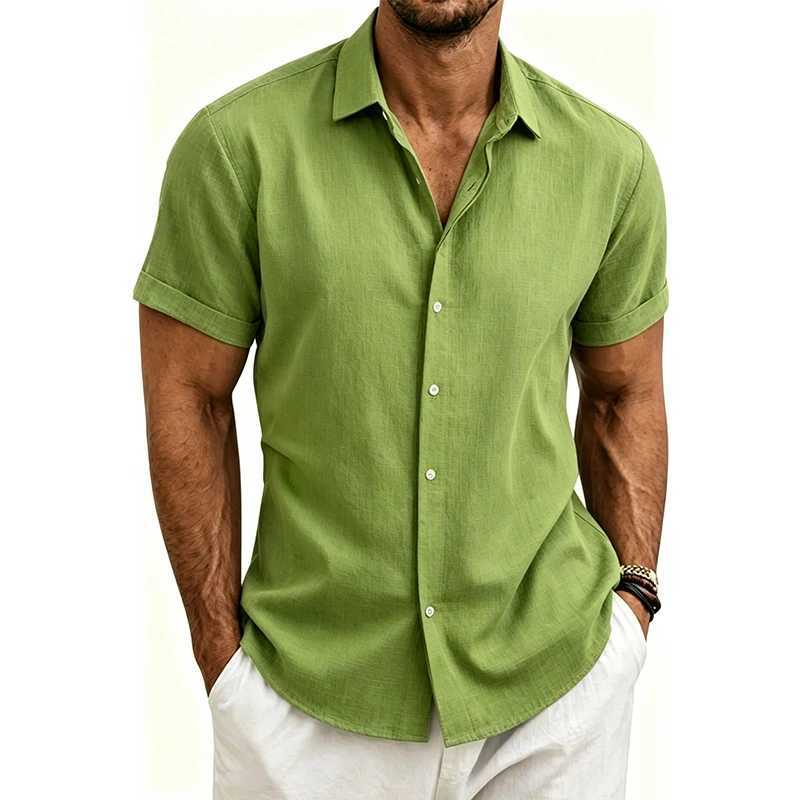 2026 Cotton Linen Shirts for Men Casual Shirts Lightweight Short Sleeve Henley Beach Shirts Fashion Hawaiian T Shirts for Men Z260805 - view 5