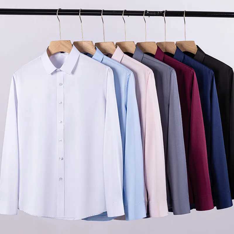 Men's long sleeved shirt with high elasticity no ironing wrinkle resistance business casual solid color formal shirt Size XS-5XL Z260805 - view 4
