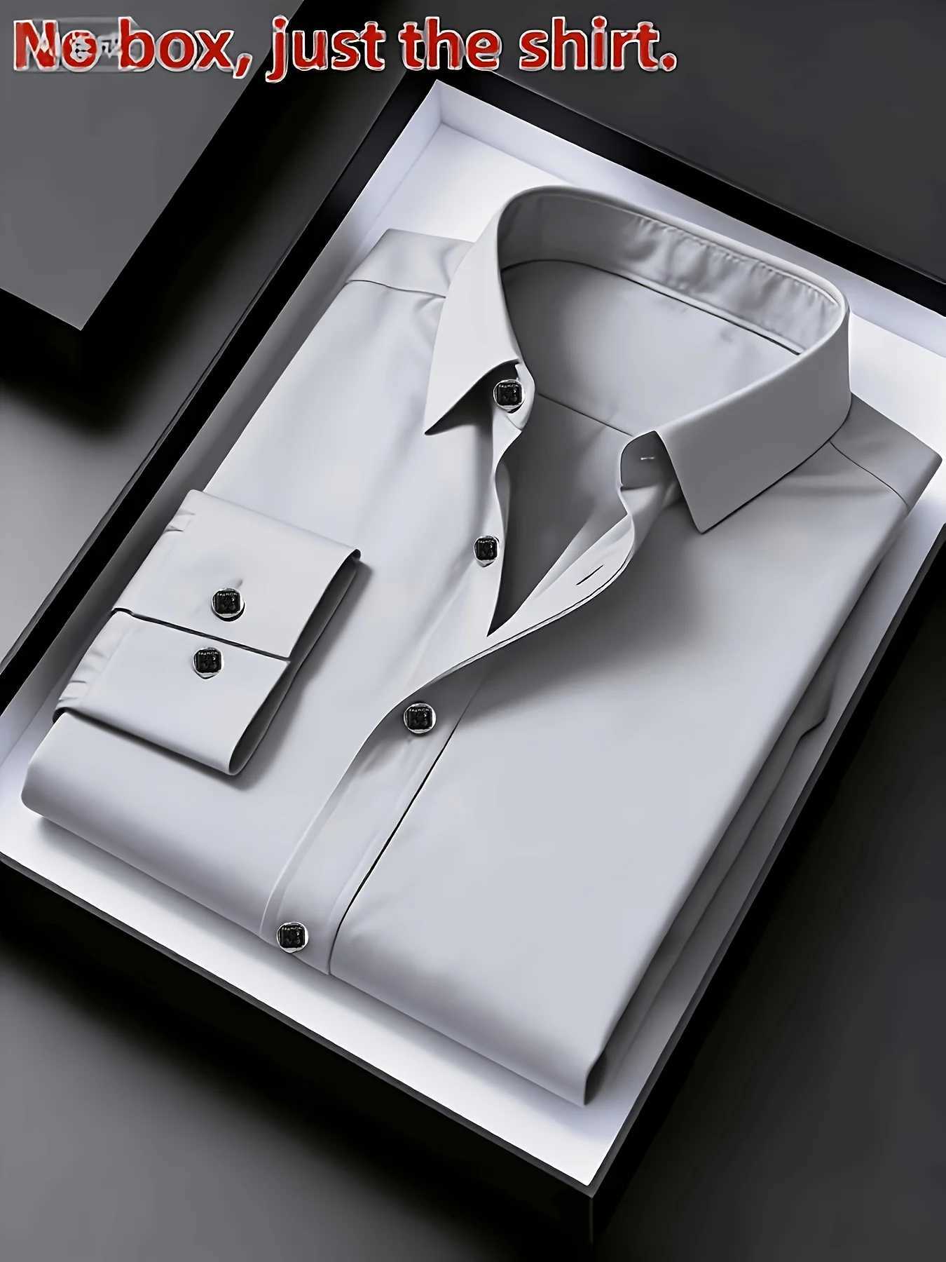 Men'S Elegant Black Long-Sleeve Geometric Pattern Shirt - Slim Fit Lightweight Polyester Fabric Suitable for Casual And Fo Z260805 - view 3