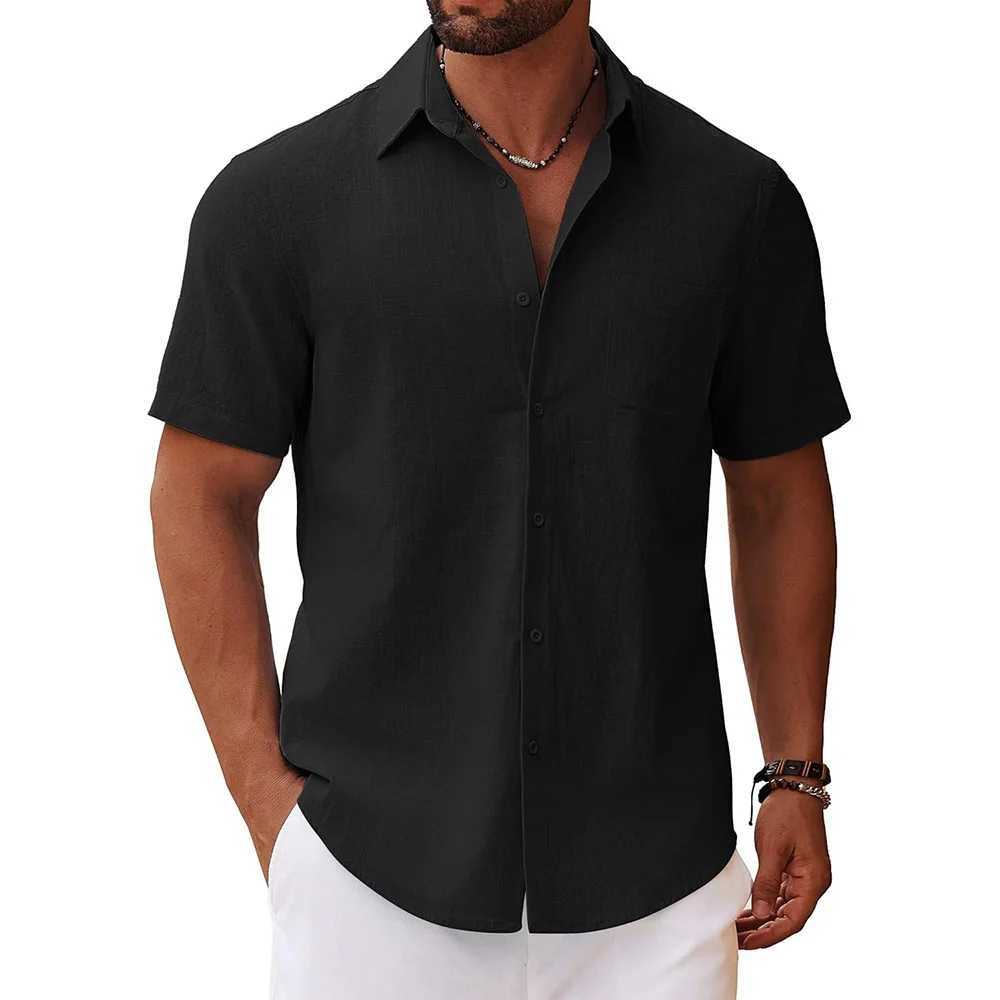 Cotton Linen Shirt for Men Solid Color Casual Basic Style Shirts Breathable Lightweight Male Dailywear Turn-down Collar Tops Z260805 - view 6