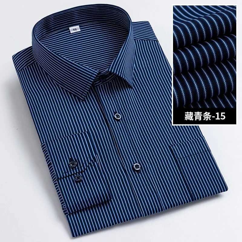 Men Formal Shirt Long Sleeve Office Solid Color Striped Fashion Business Pocket White Social Shirt Men's Clothing 5XL 6XL Z260805
