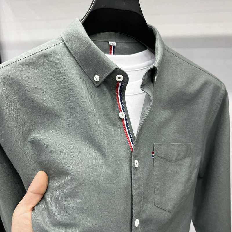 New 100% Cotton Men's Long Sleeved Shirt Designer Brand Spring Autumn Fashion Business Comfortable Breathable Top Men's Clothing Z260805
