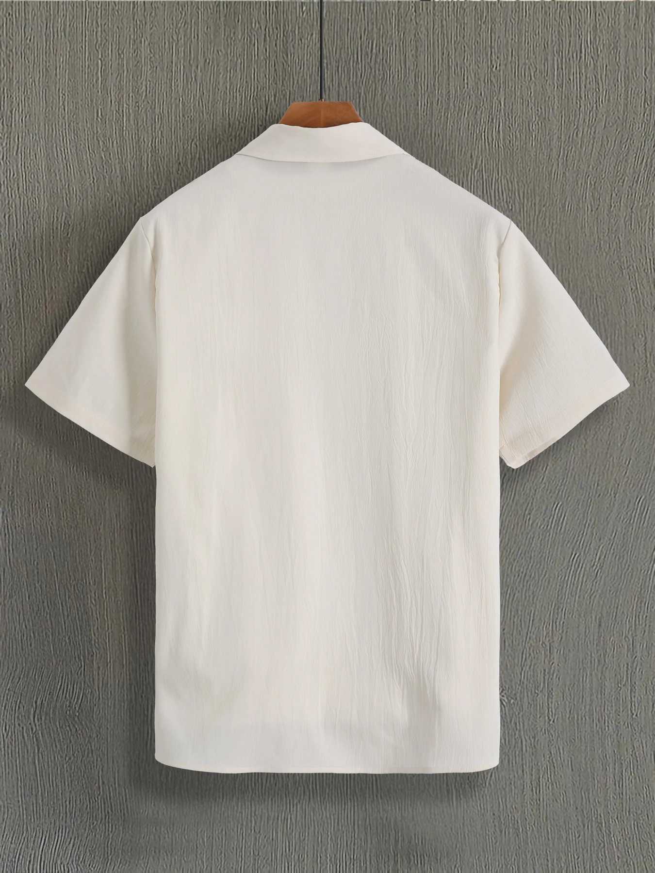 Men's Textured Jacquard Short Sleeve Shirt | Summer Smart Casual Loose Top Z260805