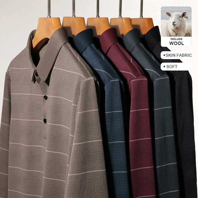 Wool-blended Fabric Men's Polo Shirt Professional Long-sleeved Autumn Spring Business Casual Outfit Soft Material Well-Tailored Z260805