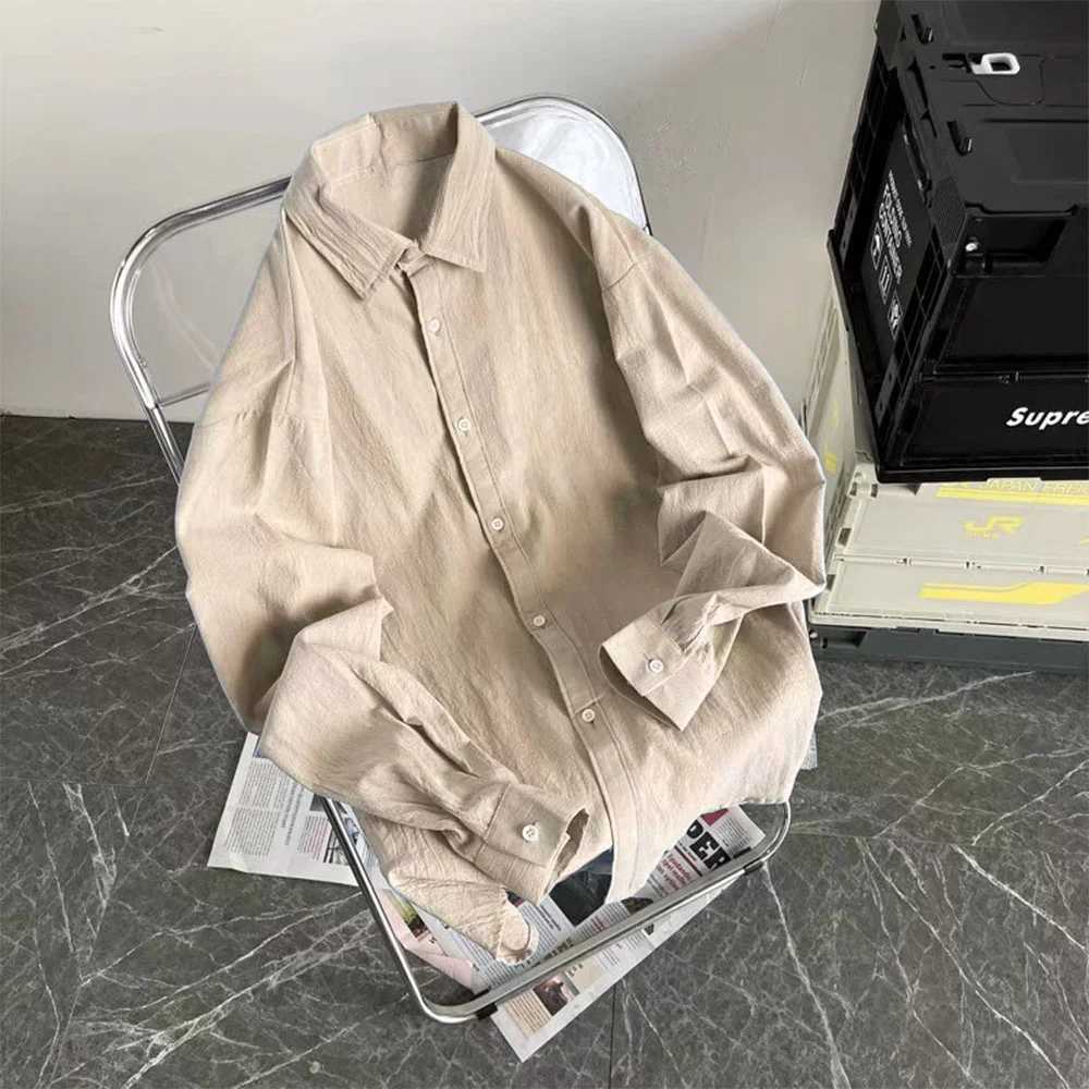 Men's Loose Shirts Casual Multi Colors Cotton Linen Cool Summer Breathable Harajuku Male Baggy Shirt for Men Button Up Z260805