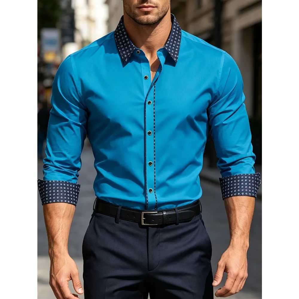 FGKKS Men Dress Shirt Brand New Fashion Luxury Long Sleeve Smart Casual Elastic Male Business Shirts Four Season Z260805 - view 3