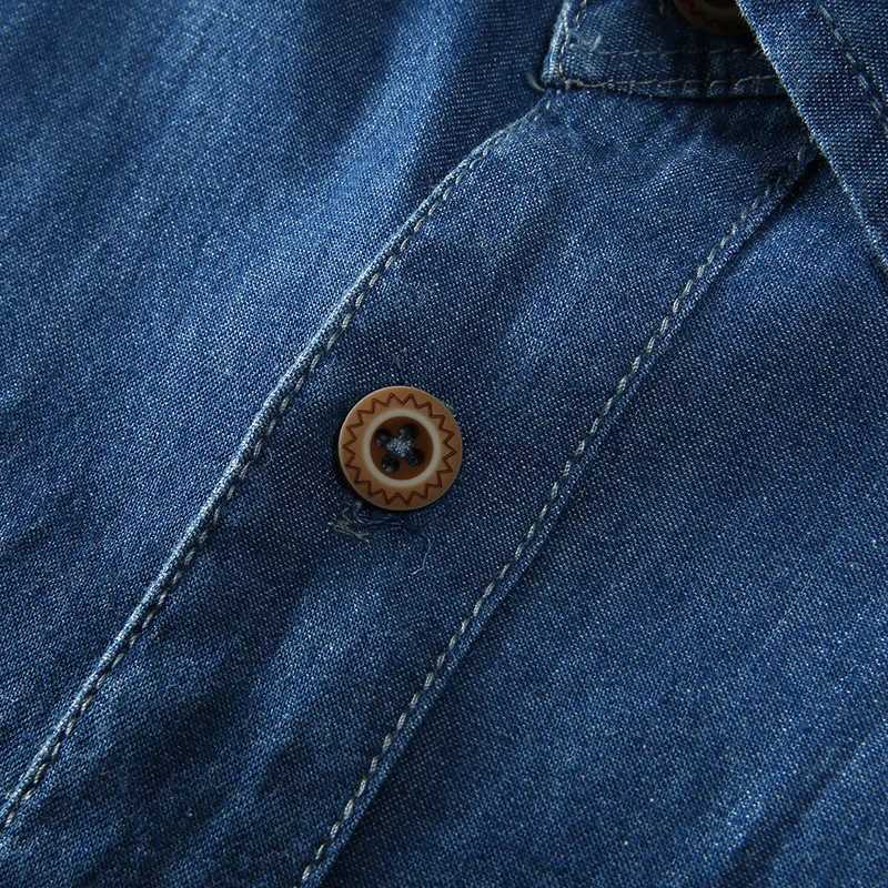 Men's Blue Denim Shirts Short Sleeve Jean Shirts New Summer High Quality Men Cotton Light Blue Denim Shirts Plus size L-8XL Z260805 - view 7