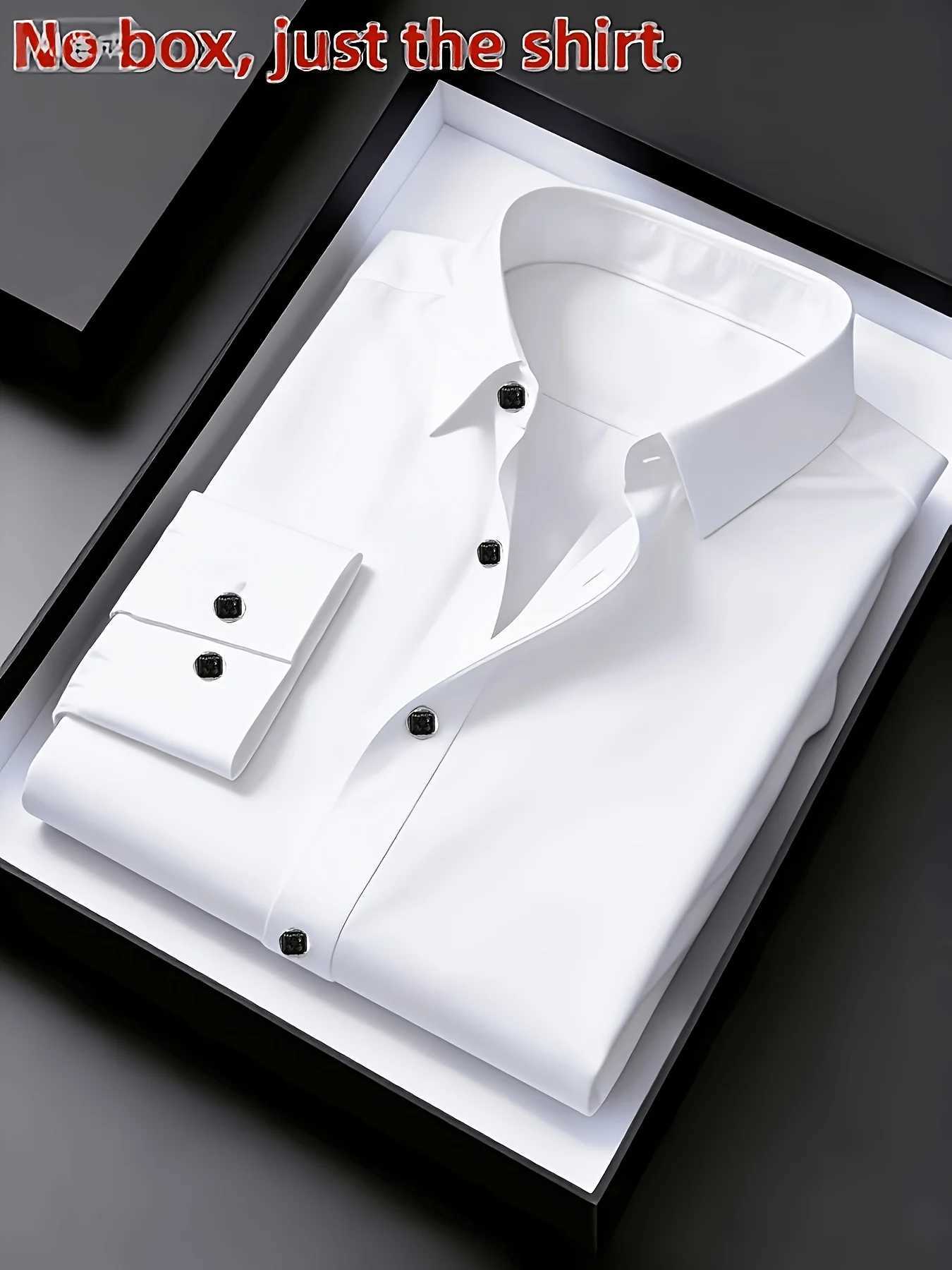 Men'S Elegant Black Long-Sleeve Geometric Pattern Shirt - Slim Fit Lightweight Polyester Fabric Suitable for Casual And Fo Z260805 - view 4