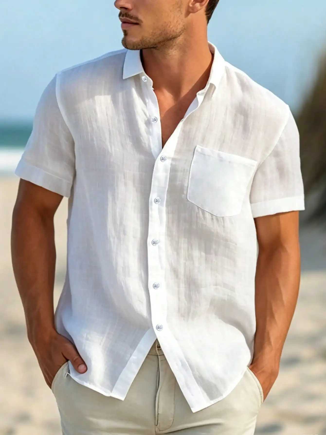 FGKKS Men White Shirts Brand Fashion Casual Basic Cotton Thin Cool Short Sleeve Comfortable Male Summer Shirt Z260805