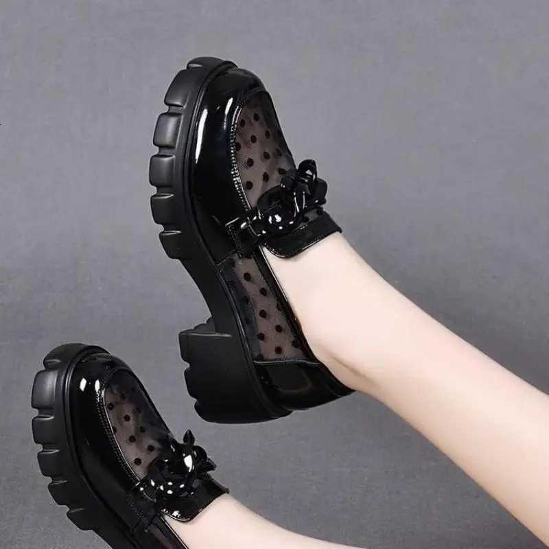 Breathable Women's Loafers | Cut-out Platform Chunky Sole Height Boost | Bow Design for Commute Slimming Effec H260805 - view 3