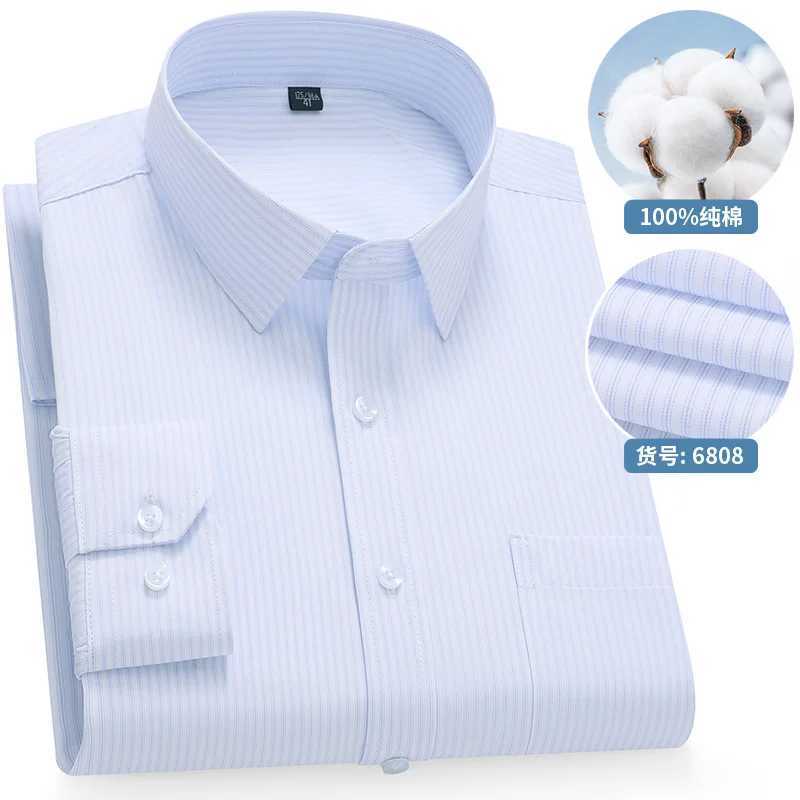 High Quality 100% Cotton Men's Shirts Long Sleeve Slim Fit Business Formal Striped Shirt Social Male Clothing Plus Size 8XL 7XL Z260805