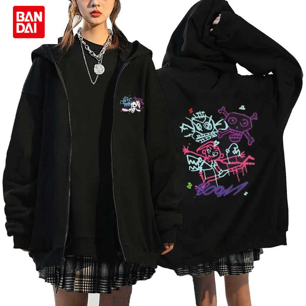 Bandai Arcane Jinx Zip Up Jackets Monkey Doll Rabbit Graffiti Grunge Style Hoodies Black Anime Sweatshirts Streetwear Unisex Clothing L260805IN57 - view 3