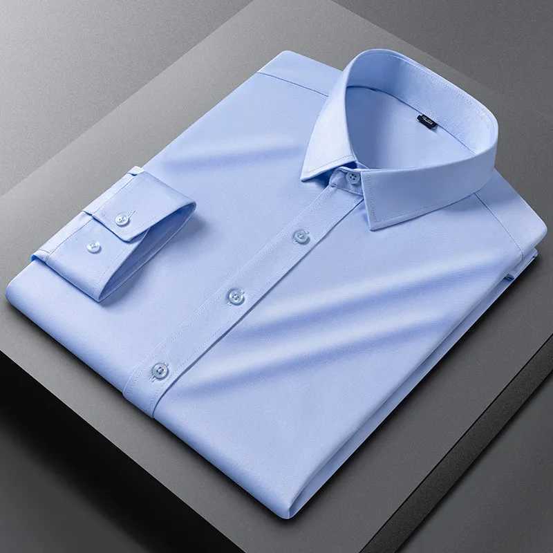 Men's long sleeved shirt with high elasticity no ironing wrinkle resistance business casual solid color formal shirt Size XS-5XL Z260805 - view 6
