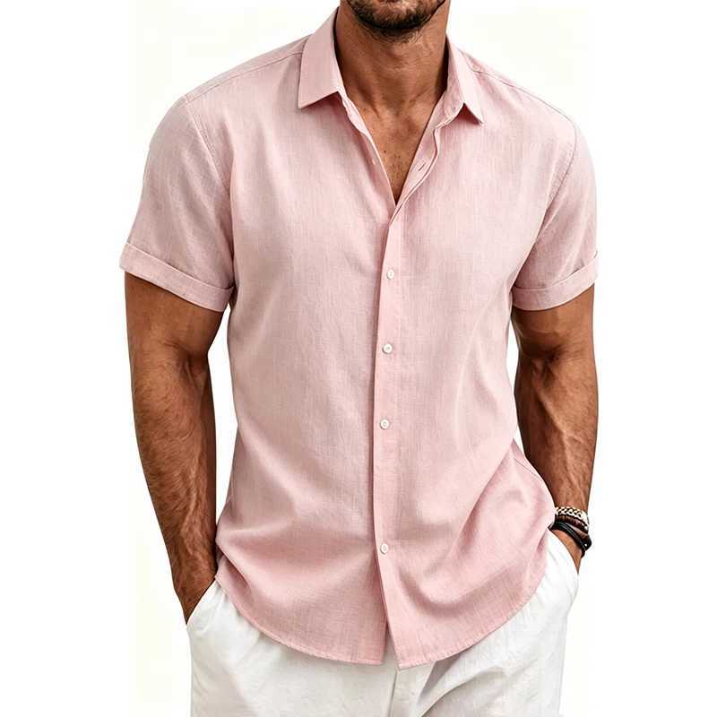2026 Cotton Linen Shirts for Men Casual Shirts Lightweight Short Sleeve Henley Beach Shirts Fashion Hawaiian T Shirts for Men Z260805 - view 6