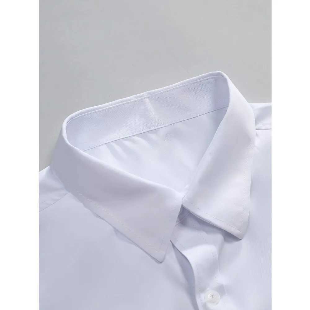 FGKKS New Men Casual Shirt Brand Fashion Solid Color Long Sleeve Elastic Fabric Male Business Dress Shirt Z260805 - view 6