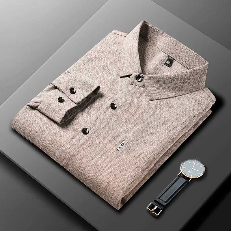 New Men's Business Casual Long Sleeved Printed Shirt with Wrinkle Resistance No Ironing Comfortable All Season Versatile Top Z260805