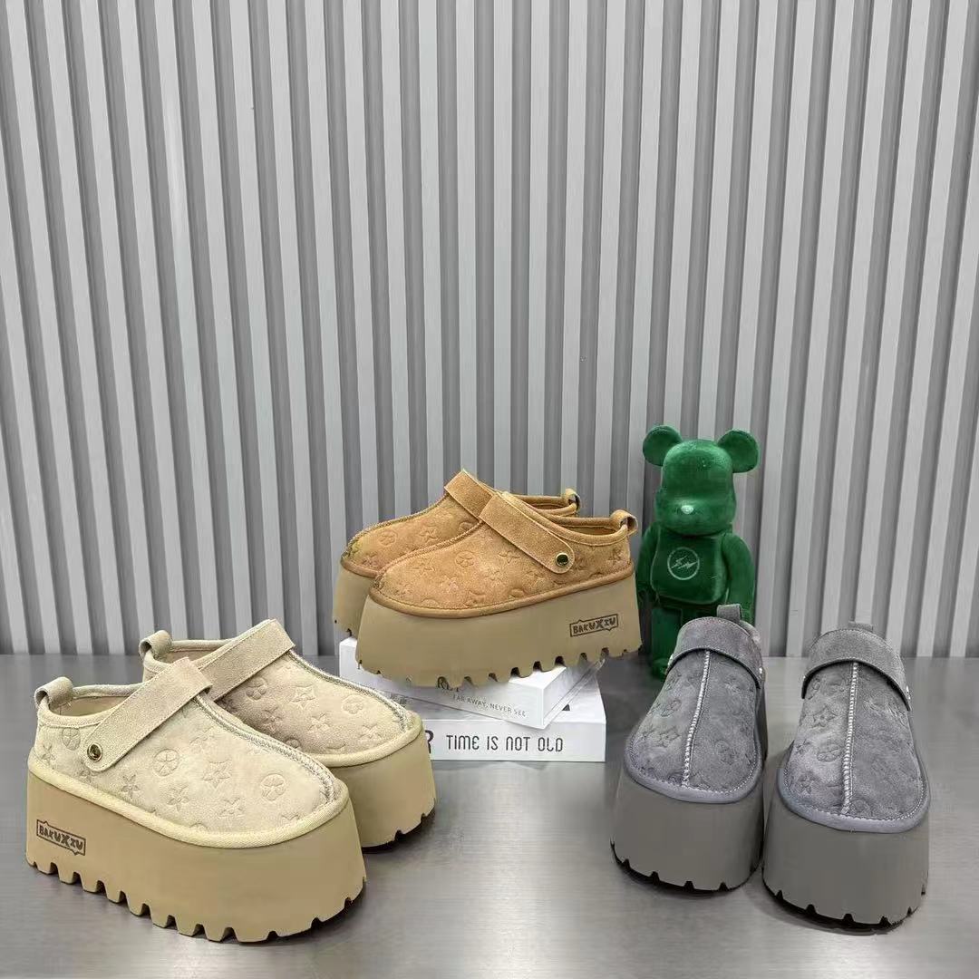 Designer Boots 2026 Women's Platform Closed Toe Mule Slides, 6cm Height Increase Soft Leather Comfort Slippers - view 3