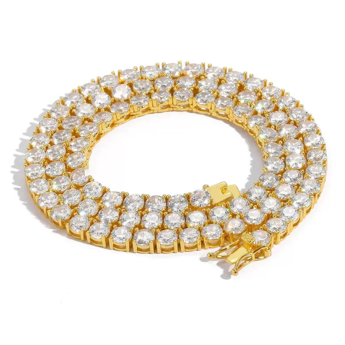 Lady and Gentleman Full Morganite Tennis Necklace - Made of 925 sterling silver, featuring 4mm gradient diamonds - view 3