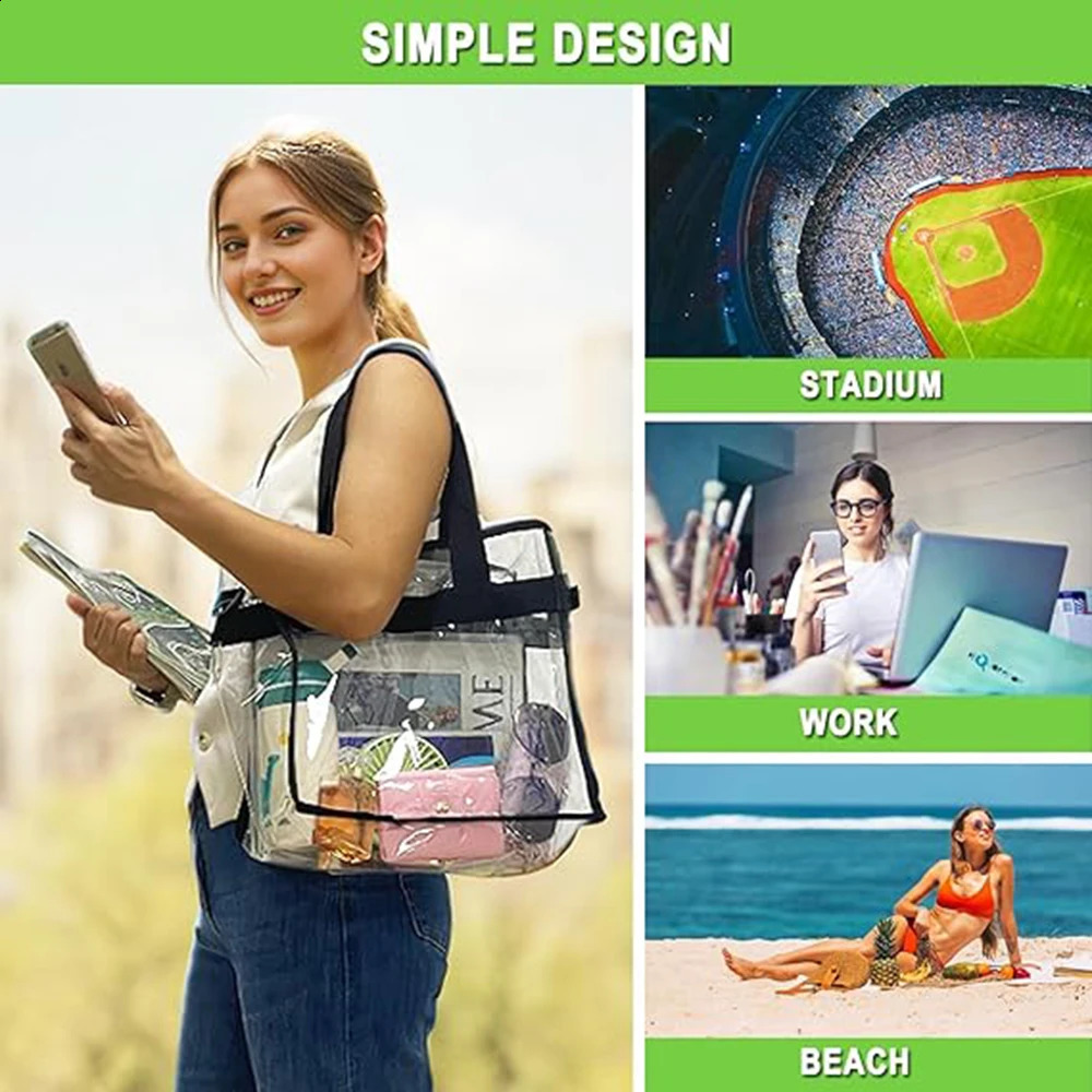 Clear PVC Tote Bag for Women Large Capacity Waterproof Storage Bag for Gym Swimming Travel 260805 - view 4